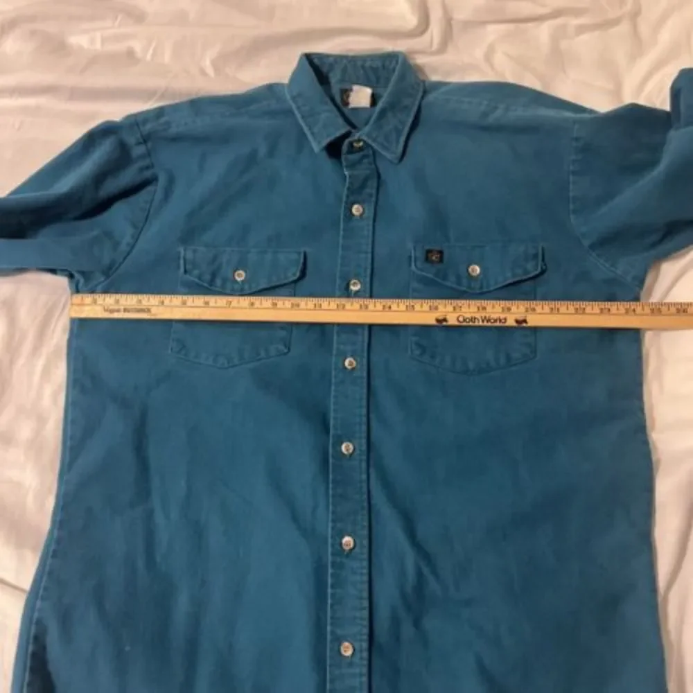 VTG Codet Blue Green Chamois Shirt USA Cotton Soft Flannel Shacket - Large Tall?